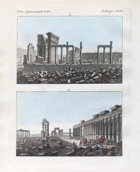 Ruínas de Palmyra (gravura colorida)