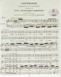 Página de partitura da música da noite por Felix Mendelssohn