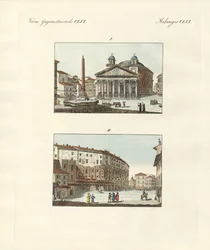 Estranho edifício em Roma (gravura colorida)