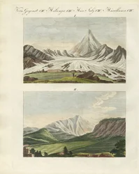 Montanhas estranhas (gravura colorida)