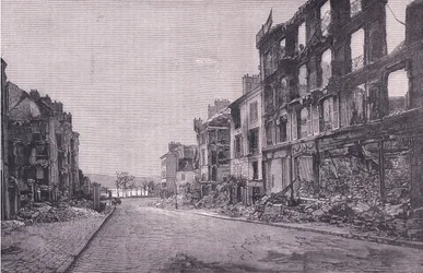 Street in St Cloud, Cassells History of the War between France and Germany publicado por Cassell and Company Limited, c.1890 (litho)