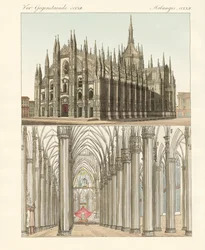 A Catedral de Milão (gravura a cores)