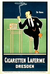 The Connoisseur", anúncio para os Cigarros Laferme, Dresden (litografia a cores)