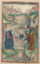 O Reino dos peixes, ilustração de Hortus Sanitatis, 1491 (xilogravura colorida)