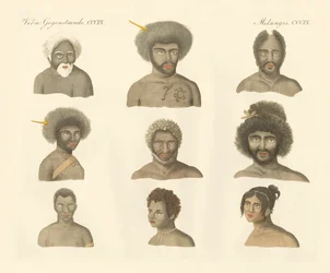 Os Papuas (gravura colorida)