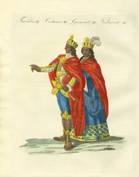Os Incas peruanos (gravura colorida)