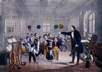 The Village Schoolmaster, c.1850 (cor litho)