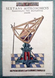 O sextante astronômico em "Astronomiae instituatae machanicia" por Tycho Brahe (1546 - 1601), Wandsbeck