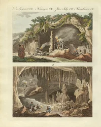A caverna de Antiparos (gravura colorida)