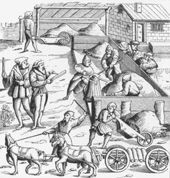A extração de metais, após uma xilogravura na Cosmographie Universelle de Munster, publicou 1552