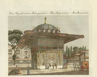 A fonte Top-Hané de Constantinopla (gravura colorida)