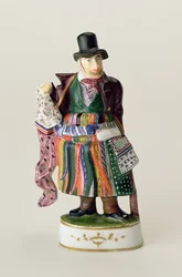 O vendedor de lenços, Meissen figura à maneira de Johann Joachim Kandler (1706-75) (cerâmica)