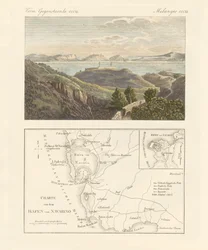 O porto e a cidade de Navarino (gravura colorida)