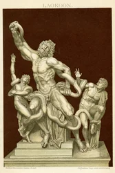A estátua de Laocoön and His Sons c.1890 (cromolitografia a cores)