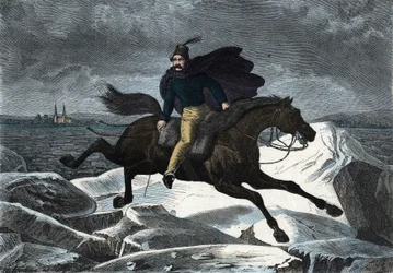 O conto Sandor no seu cavalo Tartar a galopar no rio de gelo do Danúbio. Em "Wenn Jemand eine Reise thut, so kann erzahlen" (Quando alguém viaja, isto é o que ele pode contar), conto alemão de Franz Wiedemann