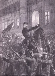 Trochu reúne os guardas nacionais diante do Hôtel de Ville, História da Guerra entre a França e a Alemanha de Cassell, publicada por Cassell and Company Limited, c. 1890