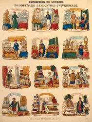 Doze pavilhões de várias nações na Grande Exposição de Londres, publicados por Dambour & Gangel, Metz, 1851