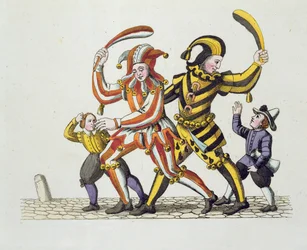 Dois bobos brincando com crianças, da antiga alfândega de Nuremberg e práticas em jogos e canções, reeditados em 1831