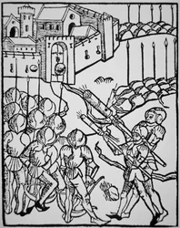 Uso de armas de mão no século XV, ilustração do 