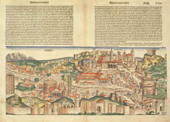 Vista da cidade de Roma, do Nuremberg Chronicle por Hartmann Schedel (1440-1514) 1493