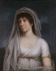 Mulheres, em, um, vestido branco, com, um, véu