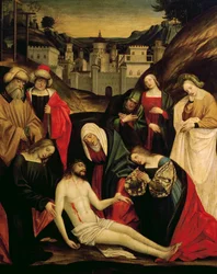 Lamentação sobre Cristo morto, ca. 1520, pintura de Gerolamo Giovenone (1486 ou 1487-1555), óleo sobre painel, Itália