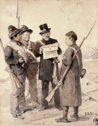 Cinco Dias de Milão, de Gerolamo Induno (1827-1890), aquarela