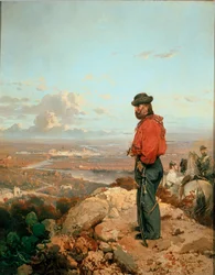 Unidade Italiana: "" Retrato de Giuseppe Garibaldi (1807-1882) em frente de Cápua (Capua) em 1860"". Pintura de Gerolamo (Girolamo) Induno (1825-1890) 1861 Museo del Risorgimento, Milão