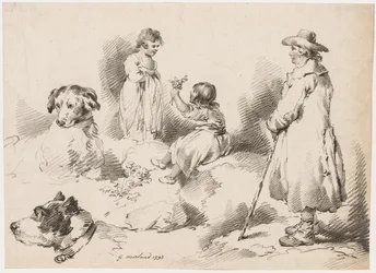 Estudos de Crianças Duas Meninas, Dois Cães, Um Homem, 1793.