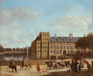 Vista de Hofvijver e Buitenhof em Haia, Países Baixos (óleo sobre tela)