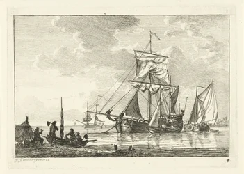 Quatro veleiros em águas paradas Vários navios na água (título da série)
