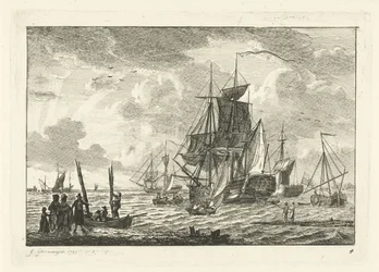 Seascape com vários navios Vários navios na água (título da série)