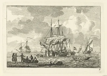 Paisagem marítima com três mestre
Vários navios sobre a água (título da série)