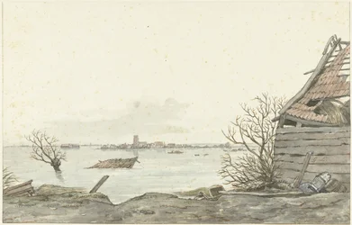 Vista do Ransdorp inundado, fevereiro de 1825