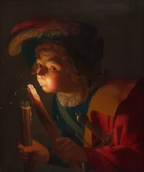 Um menino soprando em um tição, 162122.