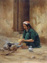 Uma mulher de Hill de Ladakh, cozinhando sua comida, 1893
