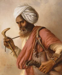 Hasan, transportadora de água para o artista e seu marido em Simla em 1908