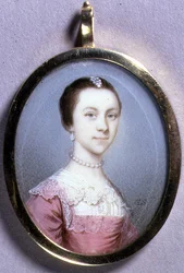 Retrato Miniatura de Rachael Chumley, c.1749 (aquarela em marfim no cartão)