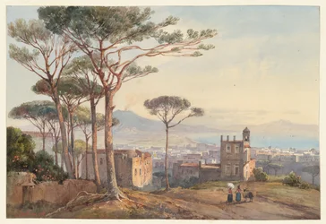 Nápoles vista da Conocchia, uma das quatro pequenas vistas de Nápoles de um Álbum Amicorum