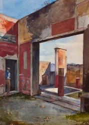 A Casa de Castor e Pólux em Pompeia com um guia oficial, com adições de um aluno bourbónico