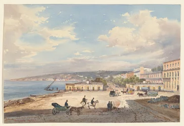 Vista de Posillipo em direção ao norte, uma das quatro pequenas vistas de Nápoles de um «Album Amicorum»