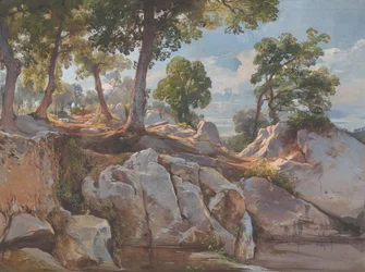 Vista de Arlamato Caserlano, Sorrento, esboço para «Oaks at Sorrento»