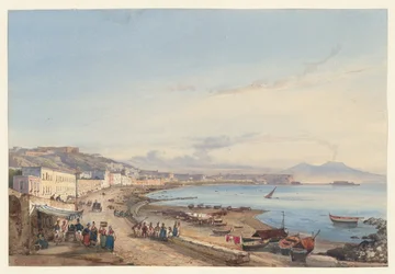 Vista de Nápoles e do Vesúvio a partir de Posillipo, uma das quatro pequenas vistas de Nápoles de um «Album Amicorum»