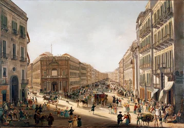 Vista da rua Toledo a Nápoles (Vista da rua Toledo em Nápoles) Pintura de Giacinto Gigante (1806-1876) Nápoles Museo Nazionale di San Martino