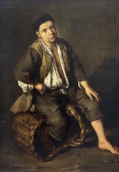Errand boy sentado num cesto, c.1735 (óleo sobre tela)