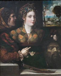 Judite com a cabeça de Holofernes, Giacomo Bertucci, conhecido como Jacopone da Faenza (óleo sobre tela)