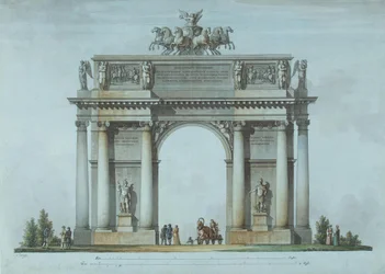 O portão triunfal de Narva em São Petersburgo, 1814