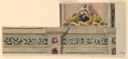 Desenho, Projeto para uma porta pintada, 1850-75
