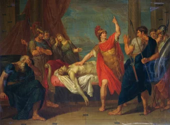 Aquiles jurando sobre o corpo de Pátroclo, pintura de Giacomo Conca (1787-1852)