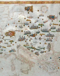 Um mapa náutico, detalhe da Europa Ocidental, 1564